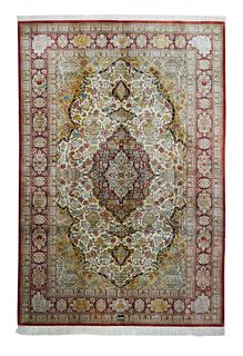Fine Persian Silk Qum Rug, 6’6” x 9’10”