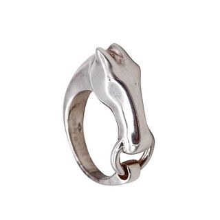 Hermes Paris iconic Galop Horse Ring in solid .925 sterling silver