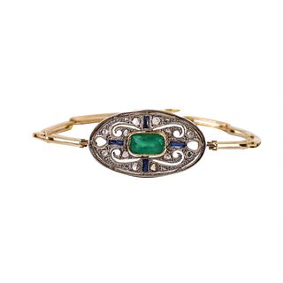 Emerald, Sapphires & Diamonds 18k Gold Bracelet