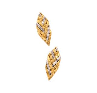 Buccellati Gianmaria Milano 18 kt gold & platinum textured earrings