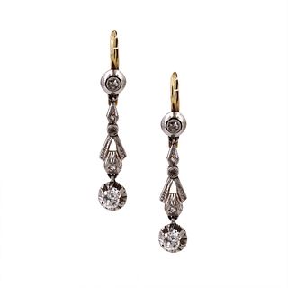 Art Deco 18k Gold & Diamonds Earrings