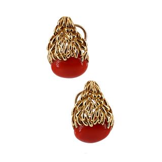 Emis Beros oxblood red coral & 18k Gold Earrings
