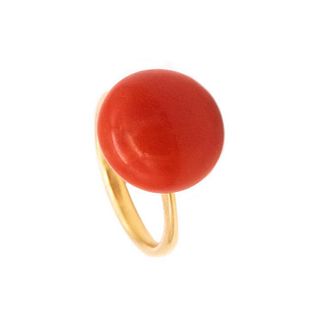 Italy 1960 18k Gold & Red Coral Ring