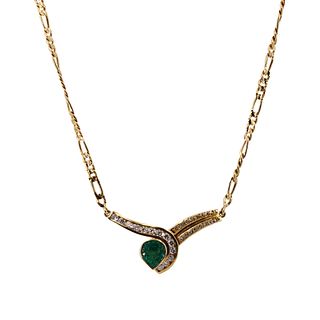 Italy Modern Diamonds, Emeralds & 18k Gold  Necklace