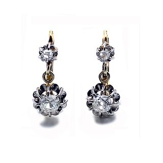 Antique Diamonds & 18k Gold Drop Earrings
