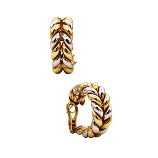 Italian two tones 18k Gold Hoop Earrings