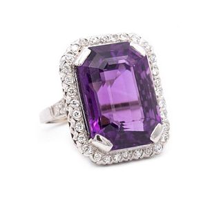 22.56Cts Diamonds & purple Amethyst, Platinum cocktail Ring