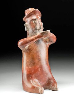Colima Redware Seated Figure w/ Drinking Bowl
