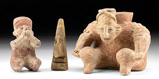 2 Colima & Nayarit Pottery Cargador & Effigy Figures