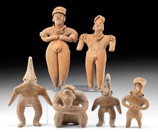 Group of 6 Colima Redware Figures