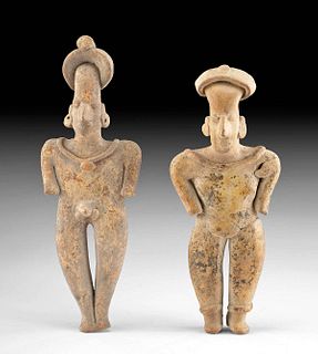Pair of Colima Pottery Male & Female Figures, ex-Arte