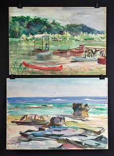 W. Draper Watercolors - St. Croix & Dock (1960s)