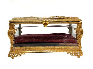 Antique French Gilt Bronze and Crystal Box 