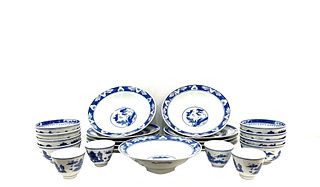 Antique Chinese Export Porcelain Blue & White Dining Set