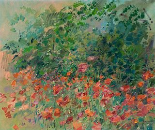 JULIÁN GRAU SANTOS (Canfranc, Huesca, 1937). 
"Field of poppies". 1993. 
Oil on canvas.