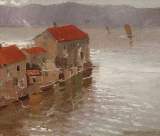 ENRIQUE MARTINEZ CUBELLS (Madrid, 1874 - Málaga, 1947). 
"Marina". 
Oil on canvas.