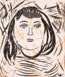BENJAMIN PALENCIA (Barrax, Albacete, 1894 - Madrid, 1980). 
"Portrait of a girl, 1960. 
Mixed media on cardboard.