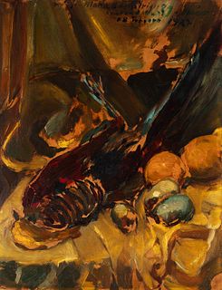JOAQUIM MIR TRINXET (Barcelona, 1873 - 1940). 
"Still life".1927. 
Oil on cardboard.