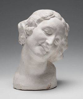 JOSEP CLARÀ I AYATS (Olot, Girona, 1878 - Barcelona, 1958). 
"El somriure" (Portrait of the dancer Isabel Rodríguez), 1914. 
Plaster.