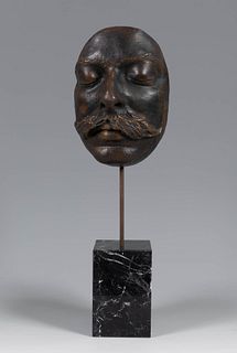 ISMAEL SMITH MARÍ (Barcelona, 1886 - New York, 1972). 
"Mask of the musician Enrique Granados". 
Cast in lost wax bronze from a plaster model made aro
