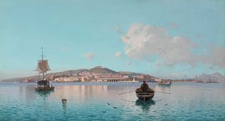 Neapolitan school of the late nineteenth century. 
"Fisherman on the Neapolitan coast". 
Gouache on paper.