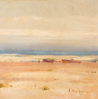 ELISEO MEIFRÈN ROIG (Barcelona, 1857 - 1940). 
"Marina". 
Oil on canvas pasted on board.