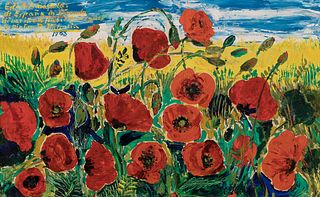 BENJAMÍN PALENCIA (Barrax, Albacete, 1894 - Madrid, 1980). 
"Field of poppies". 
Oil on canvas.