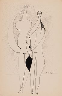 BENJAMÍN PALENCIA (Barrax, Albacete, 1894 - Madrid, 1980). 
"2 figures", 1948. 
Ink on paper.