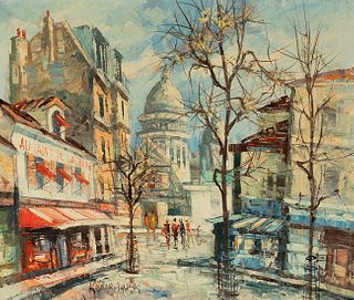 French school of the late twentieth century. 
"View of Paris". 
Oil on canvas.