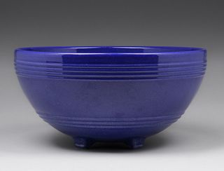 Large Pacific Pottery Cobalt Blue Footed Punchbowl c1930s