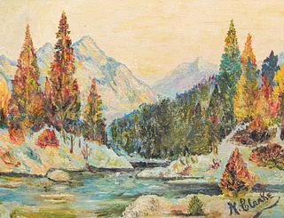 H. Clarke Rocky Mountain Painting c1910s