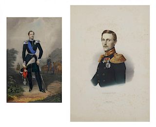A PAIR OF TINTED LITHOGRAPHS PORTRAYING RUSSIAN NOBLEMEN, DAZZIARO AND FELTEN