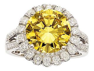 Irradiated Yellow Diamond, Diamond, White Gold Ring