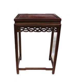 Chinese Hardwood Flower Stand with Burl Wood Top