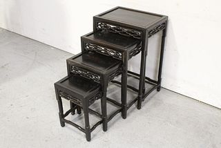 Chinese set of 4 rosewood stackable tables