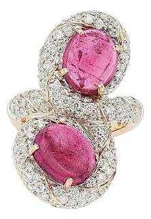 Pink Tourmaline, Diamond, Pink Gold Ring