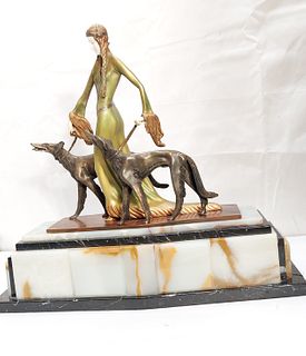 Otto Poertzel - Bronze "Aristocrats with Borzoi Dogs"