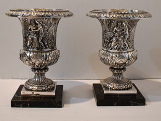 Pair of 19th Century Russian Silver Vases