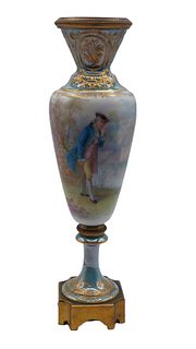 Royal Vienna Porcelain Painted w/ Bronze Vase