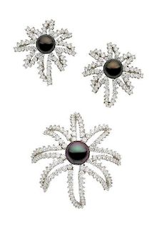 Cultured Pearl, Diamond, Platinum Jewelry Suite, Tiffany & Co.