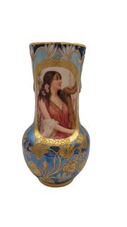 "FESTGESANG" Vienna Blue Luster Vase - 19th Century