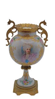 18th Century Serves Porcelain & Gilded Bronze Vase