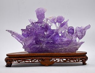 Purple Amethyst Hand Carved Statue -Early 20th Century