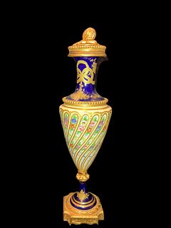 Sevres Porcelain & Gilded Bronze Vase - 18th Century