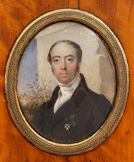 19th C Small Oval Portrait of a Gentleman