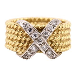 Diamonds & 18k Gold rope Ring
