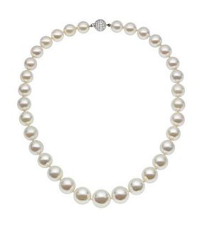 South Sea Cultured Pearl, Diamond, White Gold Necklace