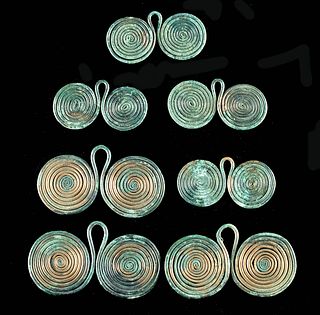 7 Greek Thracian Bronze Spectacle Fibulae