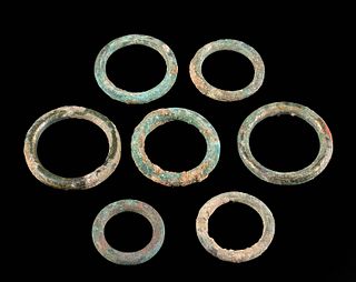 Lot of 7 Celtic Leaded Bronze Money Rings