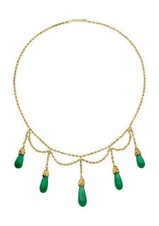 Antique Jadeite Jade, Gold Necklace